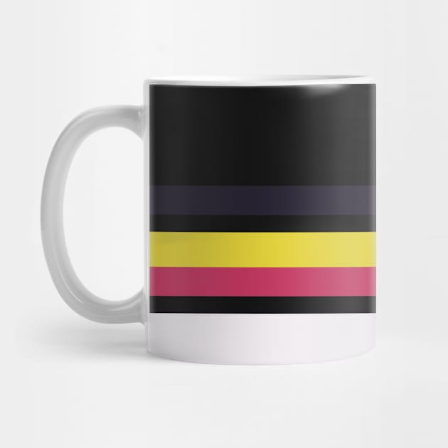 A sensational federation of Very Light Pink, Dark, Almost Black, Dark Pink and Piss Yellow stripes. by Sociable Stripes